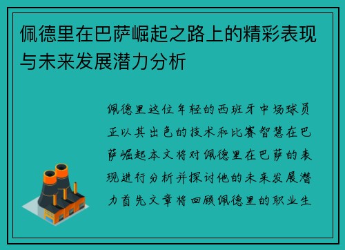 佩德里在巴萨崛起之路上的精彩表现与未来发展潜力分析